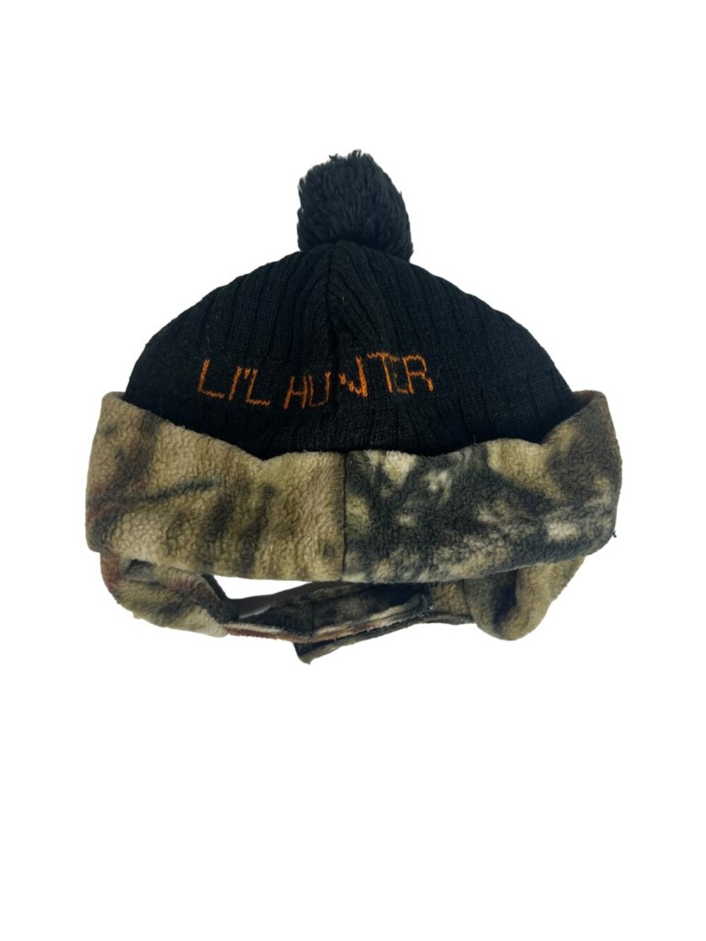 Lil Huntr Toddler Beanie Hat With Camo Ear Flaps & Pom Pom OS